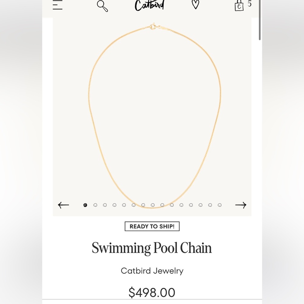Petite herringbone chain- “Swimming Pool” from Catbird yellow gold